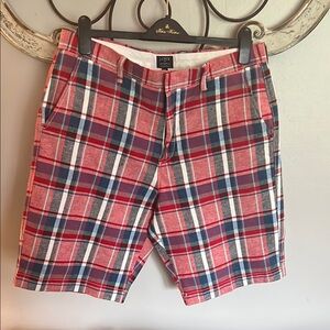 J. Crew Red and Blue Flat Front Shorts